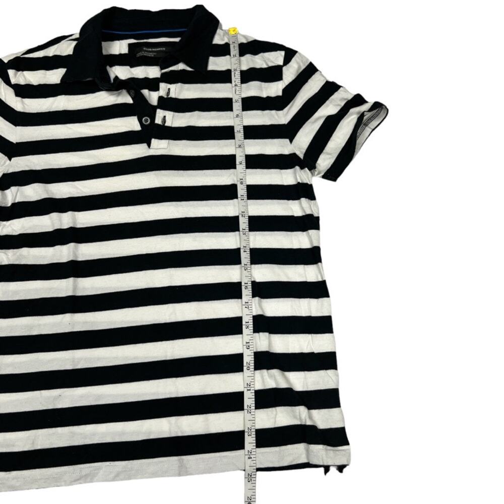 Club‎ Monaco Polo Shirt Black White Striped Short Sleeve Collared Cotton Men's S - Picture 4 of 9